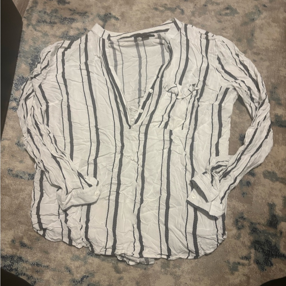 Atmosphere Black and White Striped Button Down Shirt